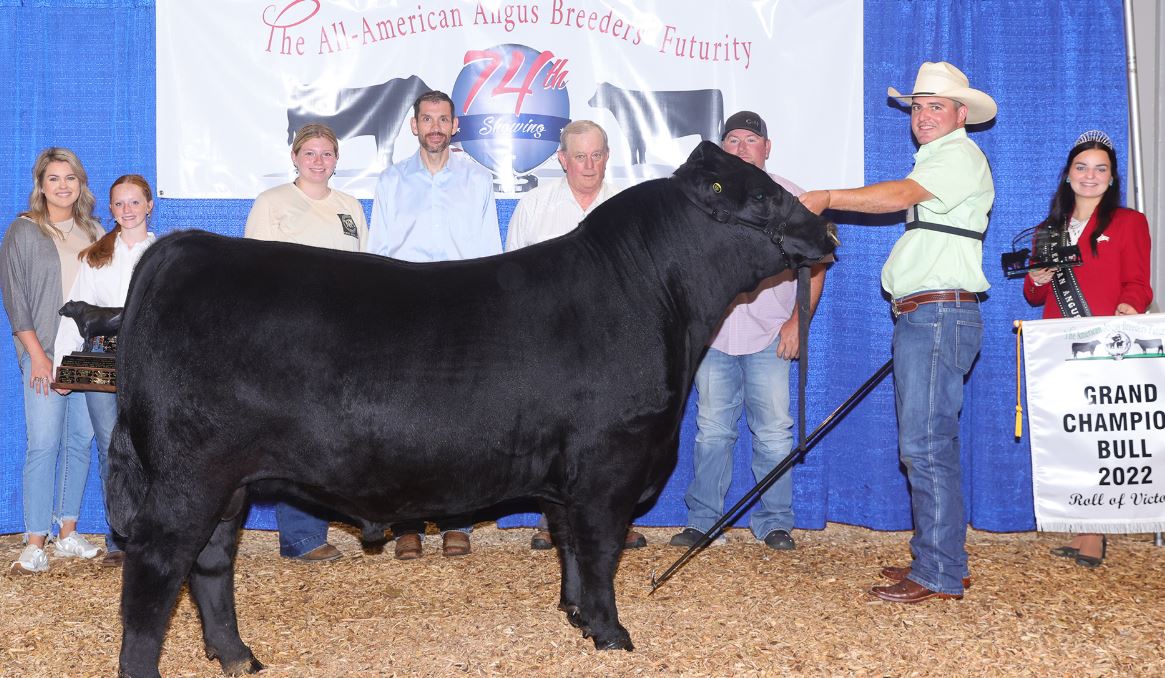 Conley Ransom of Sulpher, OK Wins Grand Champion Bull All-American Angus Breeders' Futurity Show