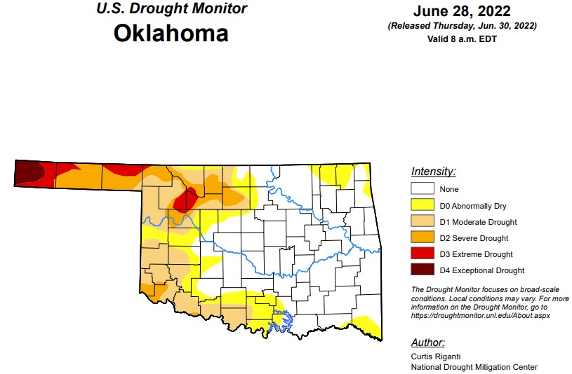 While Oklahoma Sees Minuscule Drought Improvement, Far Southeast and Northeast Corners Abnormally Dry Again
