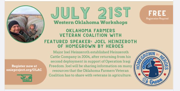Oklahoma Farmers Veteran Coalition Workship Coming up July 21