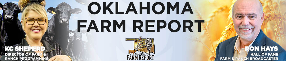 Oklahoma Farm Report masthead graphic with wheat on the left and cattle on the right.